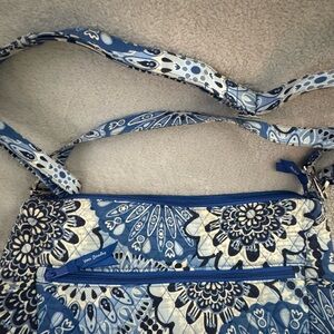 Vera Bradley Blue and White Crossbody Bag with Floral Design
